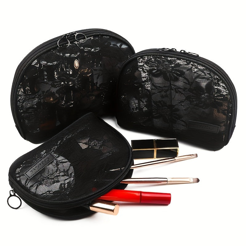 Floral Mesh Makeup Bag Women Breathable Zipper Pouch Toiletry Travel Organizer