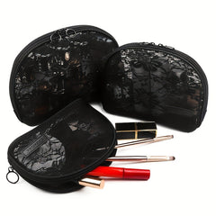 Floral Mesh Makeup Bag Women Breathable Zipper Pouch Toiletry Travel Organizer