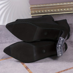 Women's Stretch Over The Knee Boots Pointed Toe Knit High Heels