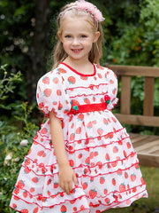 Girls Strawberry Princess Tutu Dress Party Beach Outfit