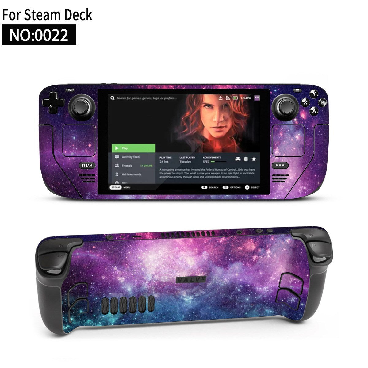 Protective Vinyl Skin For Steam Deck Console Full Set Decal Cover