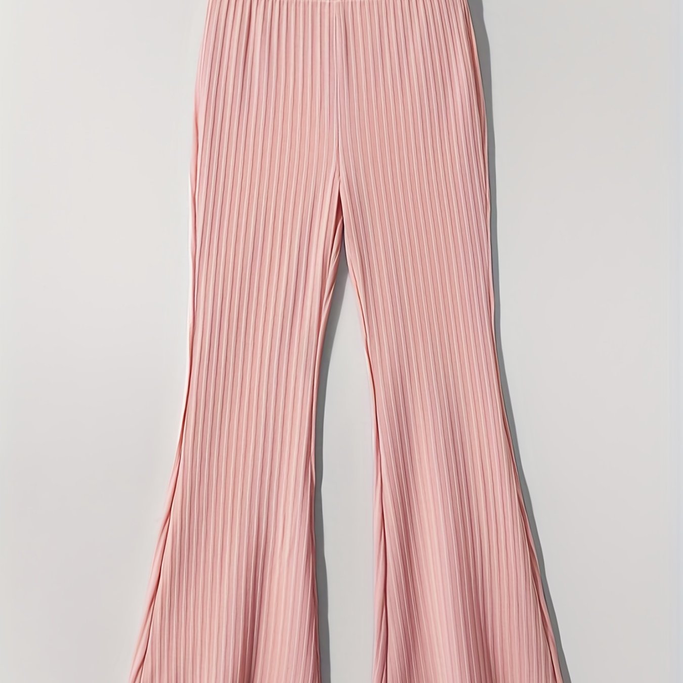 Girls Ribbed Knit Flare Leg Pants High Waist Kids Spring Summer Clothes
