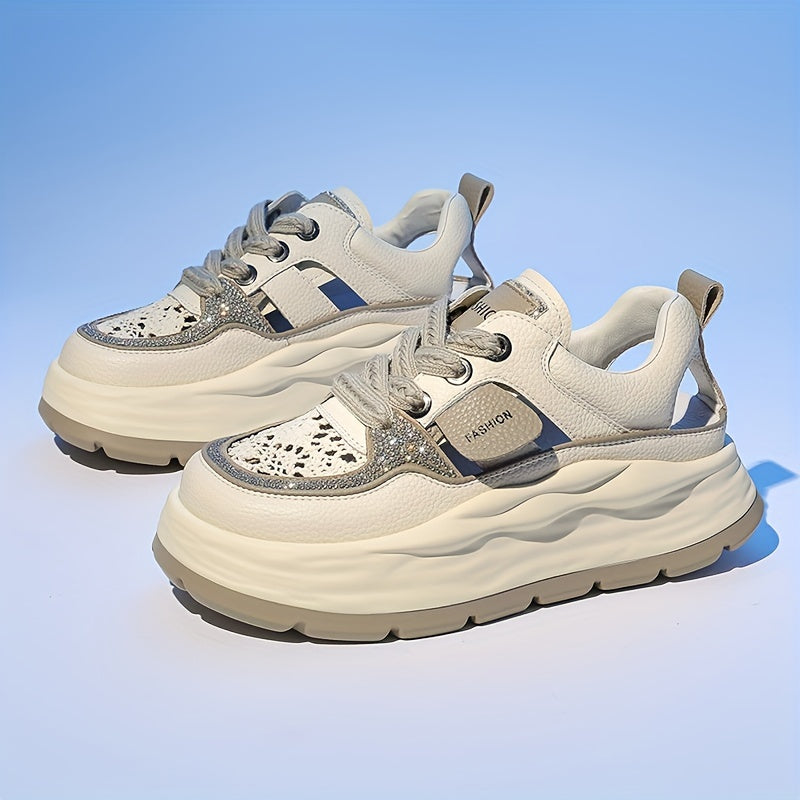 Women's Floral Hollow Out Platform Sandals Retro Thick Sole Casual Footwear