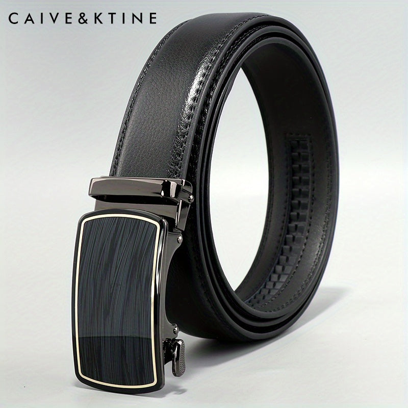 Caivektine Men's Cowhide Belt Business Casual Leather Belt Automatic Buckle