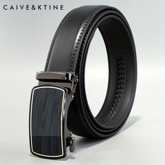 Caivektine Men's Cowhide Belt Business Casual Leather Belt Automatic Buckle