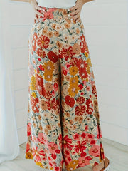 Floral Print Wide Leg Boho Pants