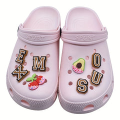 37pcs Letters Numbers Shoe Charms For Clogs Slides Sandals PVC Shoe Decorations