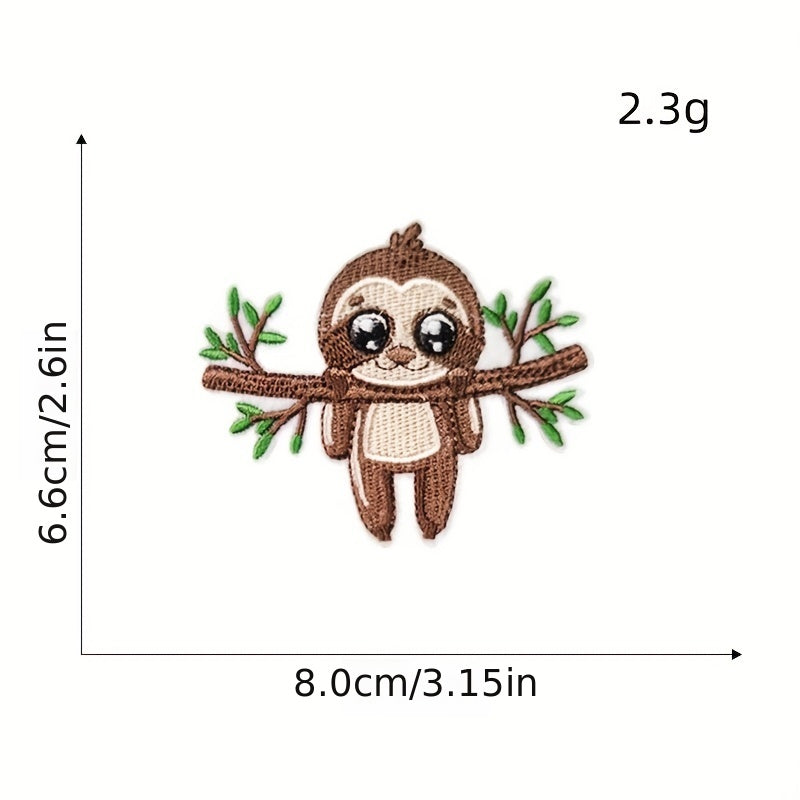 8pcs Sloth Iron On Patches Embroidered Applique DIY Crafts Clothing Jacket Jeans