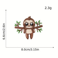 8pcs Sloth Iron On Patches Embroidered Applique DIY Crafts Clothing Jacket Jeans