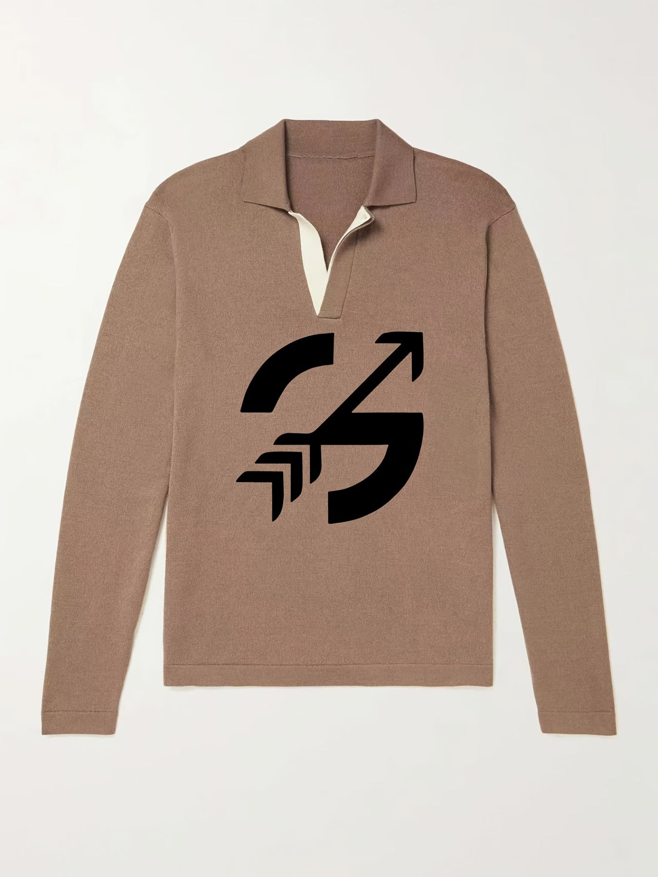 Arrow Pattern Knit Polo Shirt Men's Casual Lapel Pullover Sweater