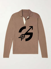 Arrow Pattern Knit Polo Shirt Men's Casual Lapel Pullover Sweater
