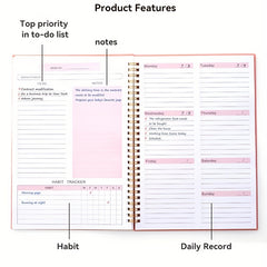 Weekly Goals Notebook B5 Size Spiral Bound Habit Tracker To-Do List Planner