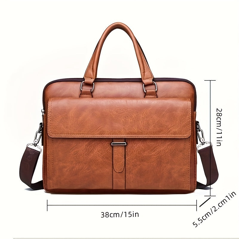 Retro Waterproof Briefcase With Handle & Strap Laptop Sleeve Bag