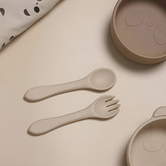 2pcs Baby Silicone BPA-Free Tableware Set with Spoon & Fork