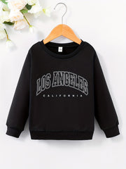 Girls Pullover Los Angeles Letter Print Crew Neck Sweatshirt