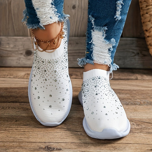 Women's Rhinestone Sock Sneakers Slip On Sports Shoes
