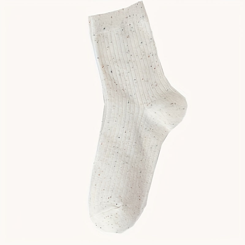 7 Pairs Dot Print Ribbed Socks Women's Mid Tube Stockings