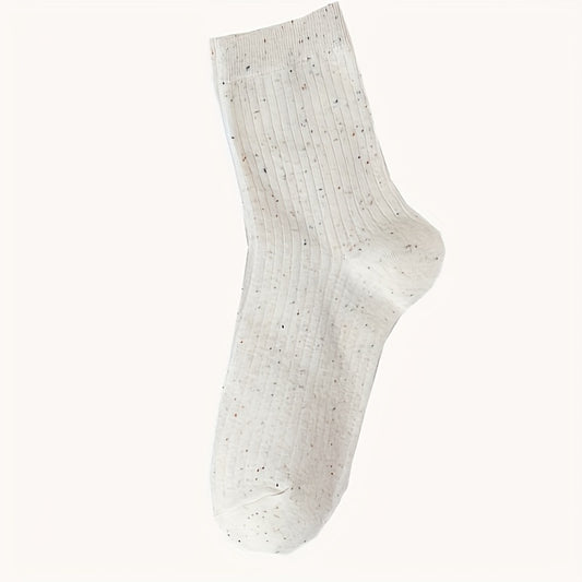 7 Pairs Dot Print Ribbed Socks Women's Mid Tube Stockings