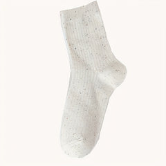 7 Pairs Dot Print Ribbed Socks Women's Mid Tube Stockings