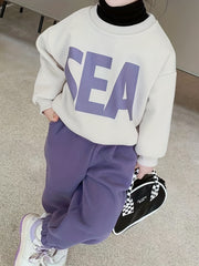 Girl's SEA Print Sweatshirt & Sweatpants Set