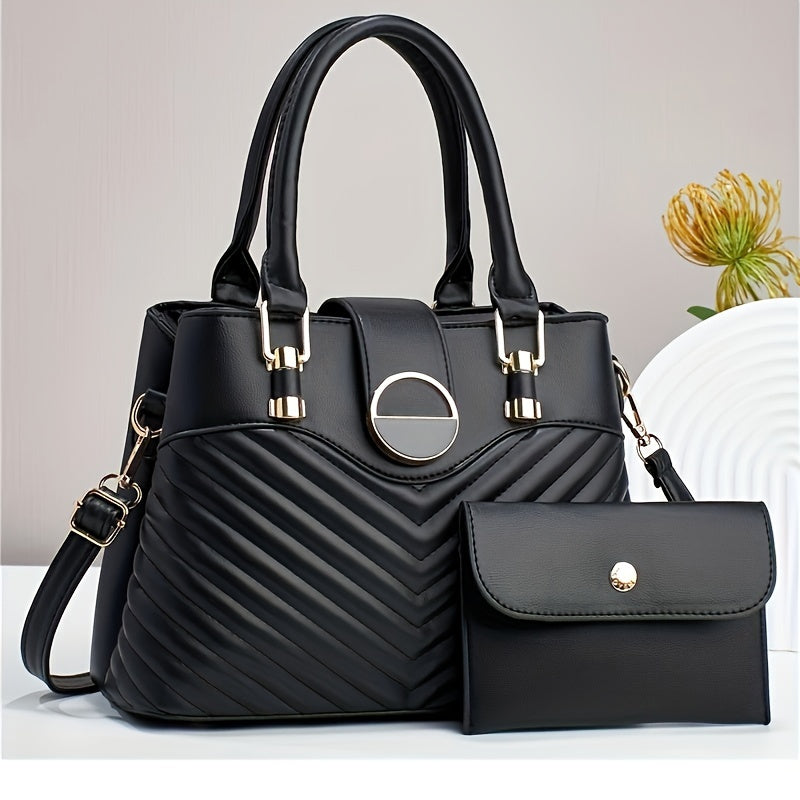 Top Handle Satchel & Crossbody Bag Women's Purse Set with Stylish Straps