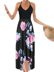 Floral Sleeveless Backless V-Neck Dress