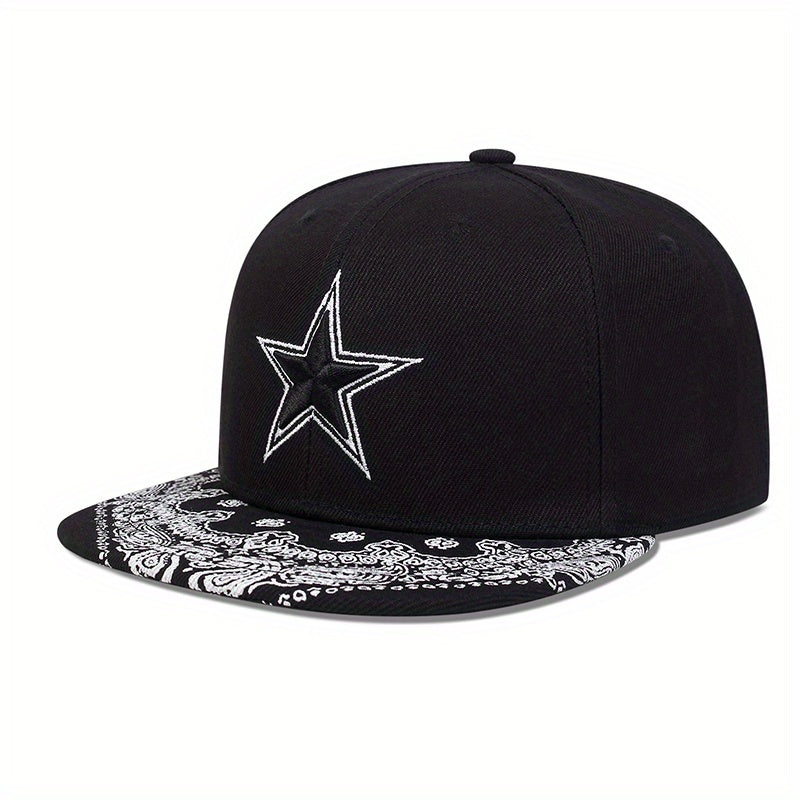 Pentagram Snapback Hat Hip Hop Paisley Print Baseball Cap