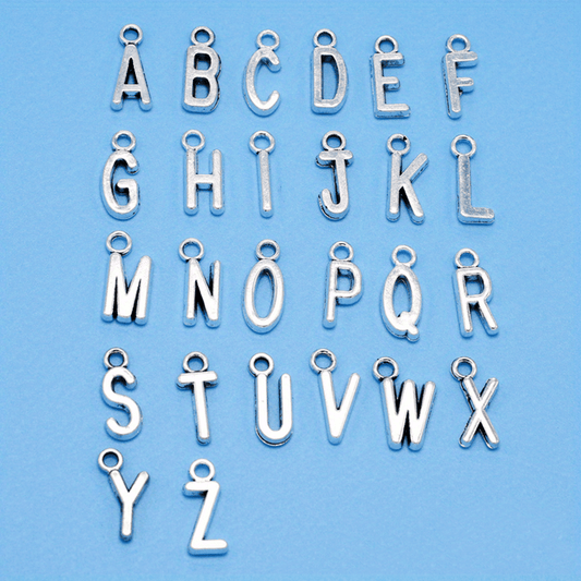 26pcs Antique Silver English Alphabet A Charms Pendant DIY Jewelry Making