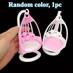 Mini Dollhouse Cradle with Bow Pattern Lightweight Unique Random Options