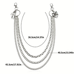 Skull Hand Heart Lock Decorative Pant Chain Waist Chains Hip Hop Rock Punk