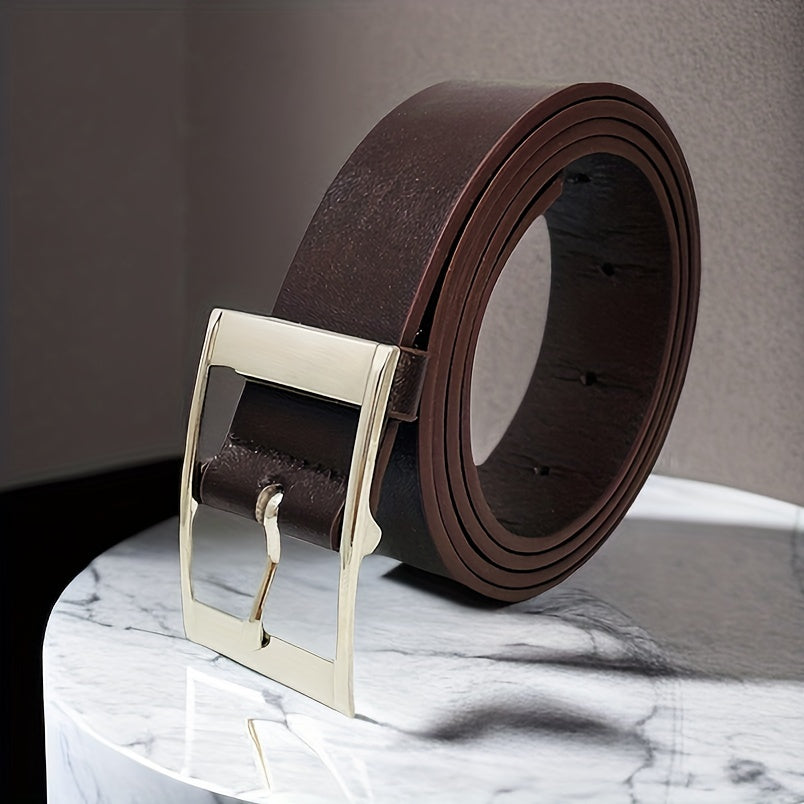 Chocolate Square Pin Buckle Casual Belt For Men