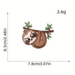8pcs Sloth Iron On Patches Embroidered Applique DIY Crafts Clothing Jacket Jeans