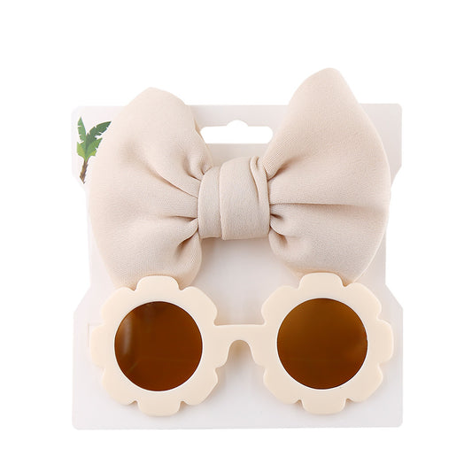 Summer Sunglasses & Bow Headband Set for Outdoor Style