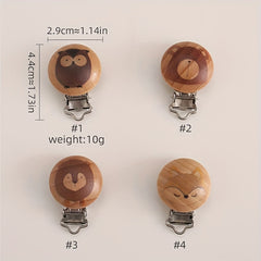 Animal Printed Wooden Pacifier Clip for Babies