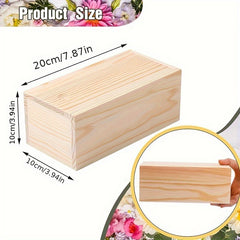 Small Wooden Storage Box with Sliding Lid