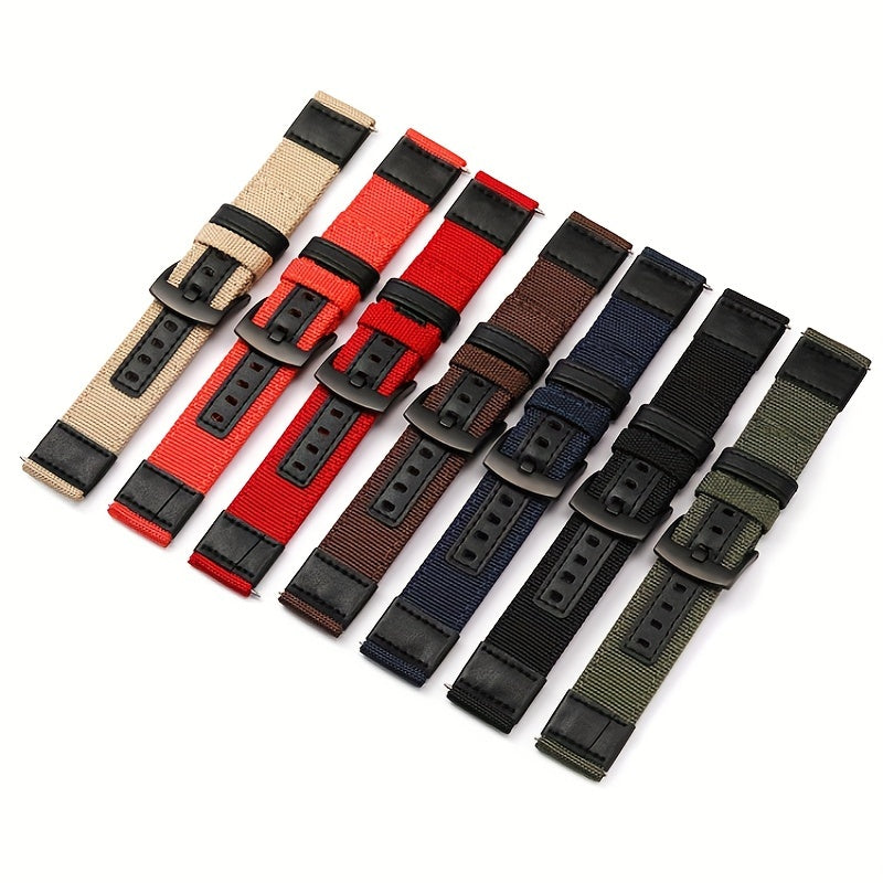 Canvas Nylon & Leather Watch Strap 20 22mm