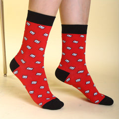Cartoon Envelope Print Socks Women's Mid Tube Stockings