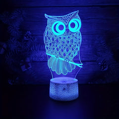 Owl Night Light 16 Colors Remote Control Smart Touch Dimmable 3D Lamp