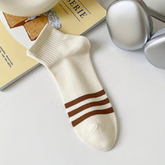 5 Pairs Striped Short Socks Comfy & Breathable Women's Stockings