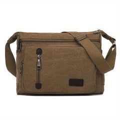 Men's Canvas Messenger Bag Solid Shoulder Satchel Durable Polyester Lining