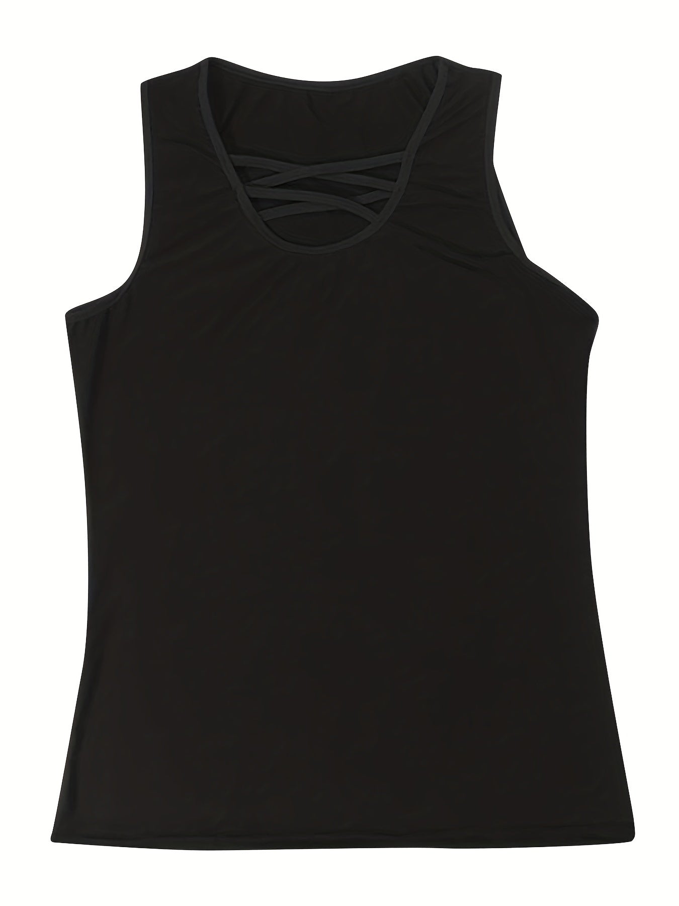 Sporty Tank Top Women Plus Criss Cross Front Stretch Tank Top