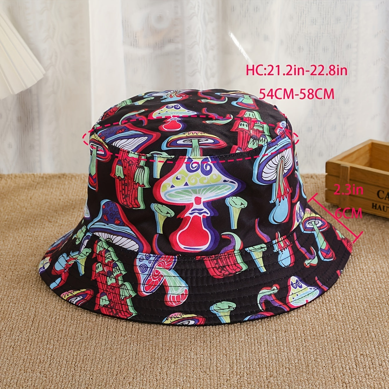 Mushroom Print Fisherman Hat Sunshade for Men and Women