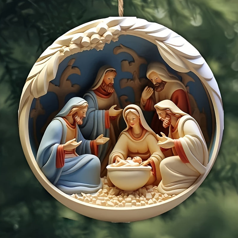 6 Pack Nativity Scene Wooden Ornaments Religious Holiday Decor