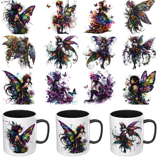 12pcs Gothic Fairy UV DTF Cup Sticker for Party Birthday Home Decoration
