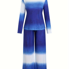  Ombre Print Long Sleeve Tee & Pants Set