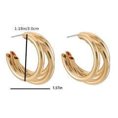 Triple Hoop Earrings Chunky Tube Earrings For Women 1Pair