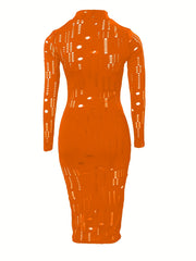 Sexy 3pc Ripped Bodycon Set: Dress, Cami Top, Shorts