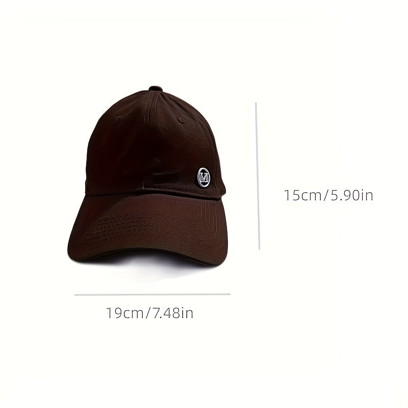 M Series Baseball Hat Men's Solid Peaked Cap Sunshade Casual Sun Hat
