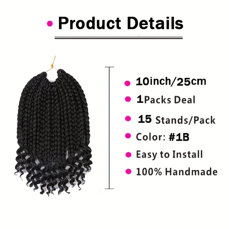 Short Bob Crochet Bohemian Box Braids with Curly Ends