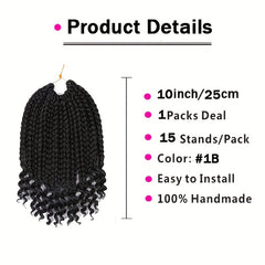 Short Bob Crochet Bohemian Box Braids with Curly Ends